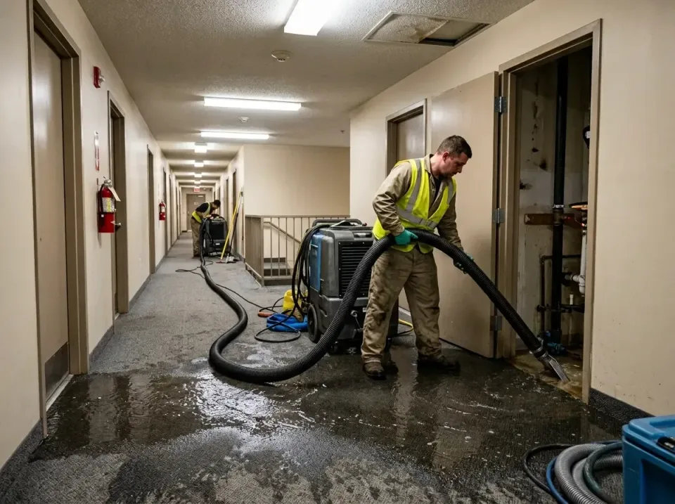 multi-unit-apartment-hallway-f-005 — frequently asked questions, Emergency Burst Pipe Water Extraction & Removal in Rivervie…